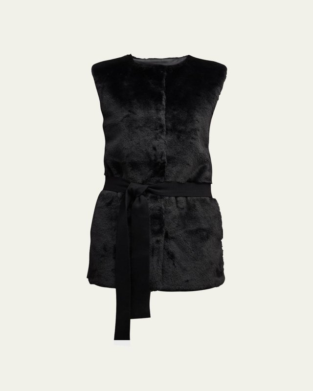 Lior Sleeveless Belted Faux Fur Sweat